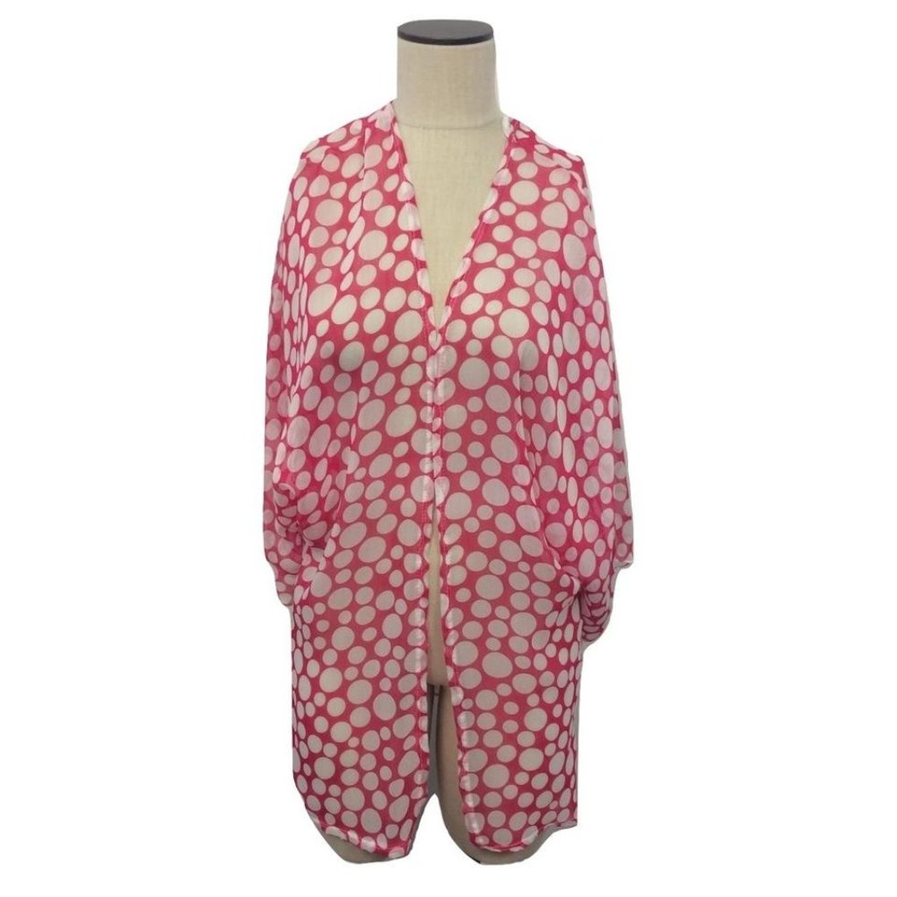 NWOT Womens Plus Size 1X Hot Ginger Vintage Style Dot Print Chiffon Cover Up